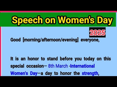 Speech on International women&#039;s Day|| Empowering women||