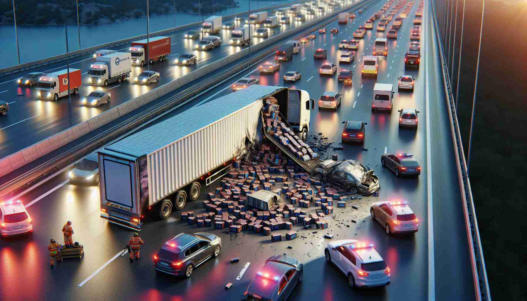 Truck Accident Involving Lithium-Ion Batteries Causes Major Traffic Disruptions Truck Accident Involving Lithium-Ion Batteries Causes Major Traffic Disruptions